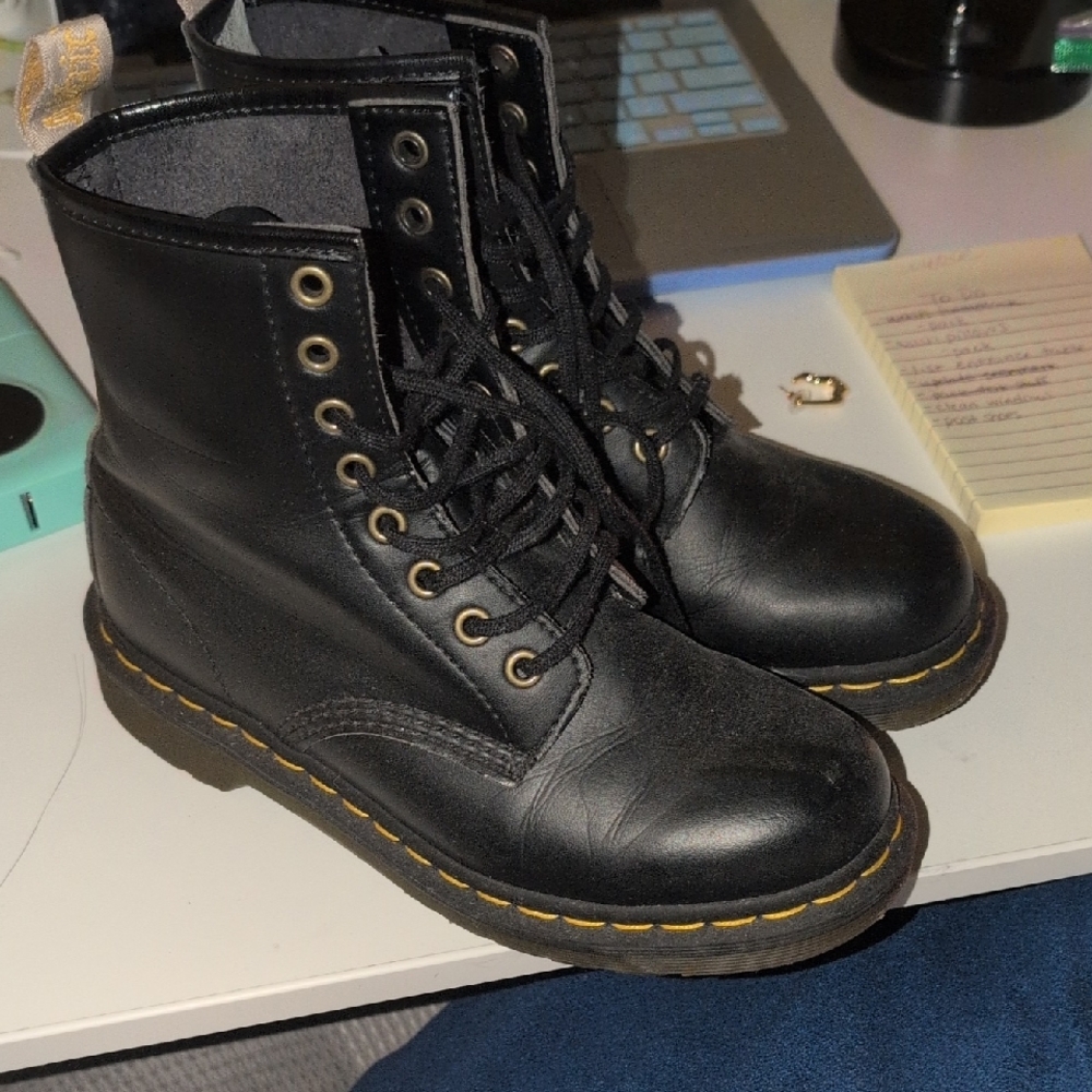 Black Leather Lace-Up Boots